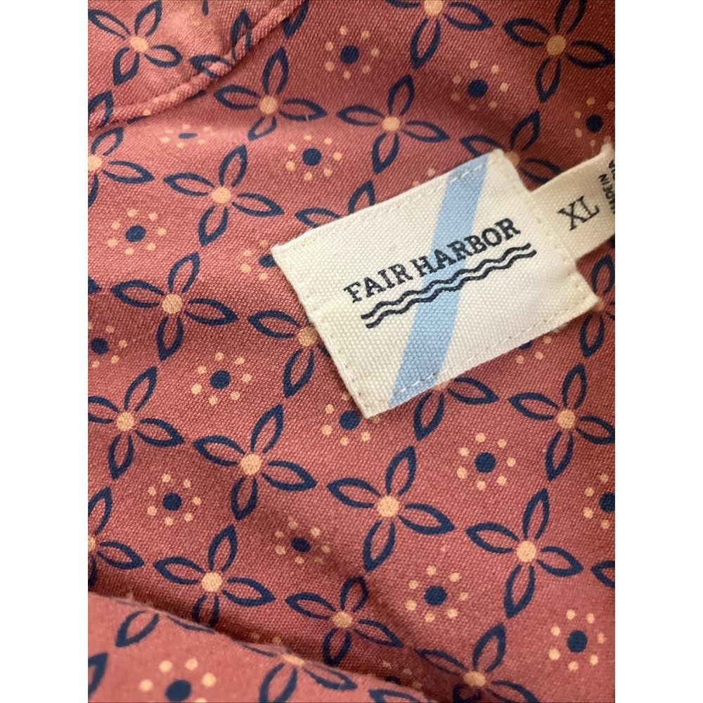 Fair Harbor Shirt Mens XL Red Geometric Short Sleeve Button Up Stretch Casual - Picture 4 of 9